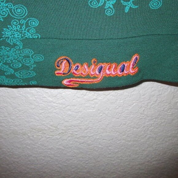 Desiqual STRETCH Jersey Size M BLOUSE Tunic Top METALLIC Floral DOLMAN Scoop - Picture 5 of 11